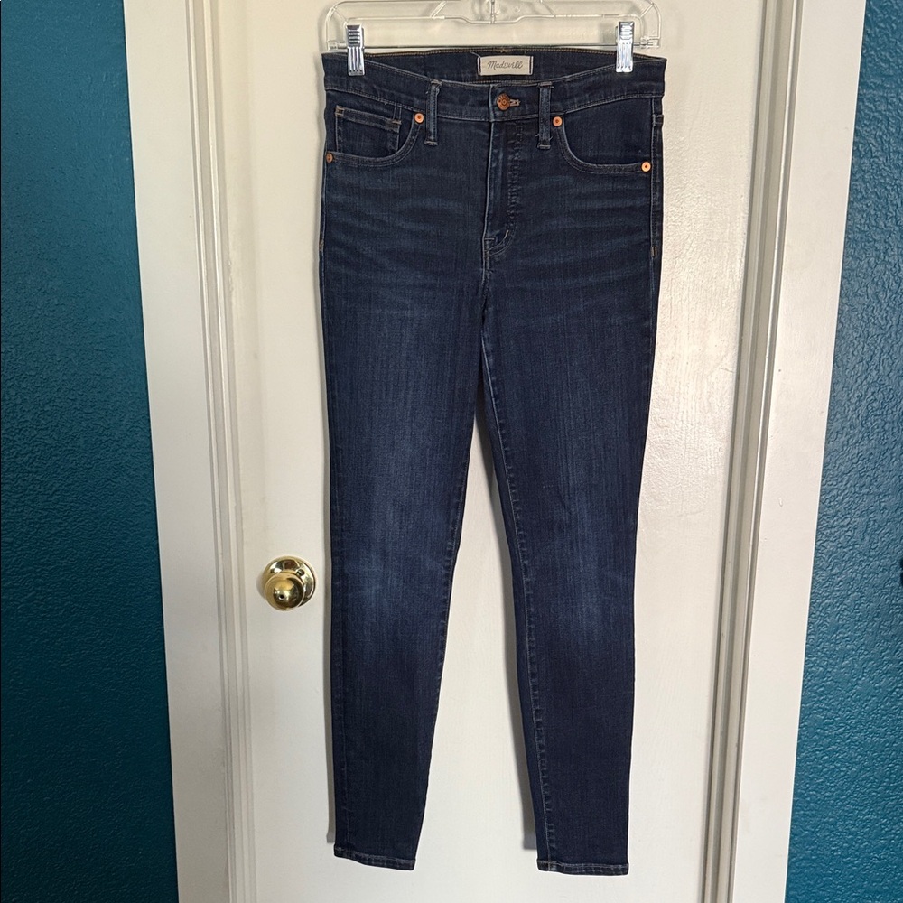💙Madewell mid rise dark blue skinny Jeans